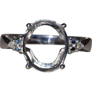 White Gold and Diamond Semi Mount for Large Oval