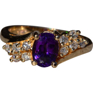 Rich Amethyst and Diamond Ring in Yellow Gold