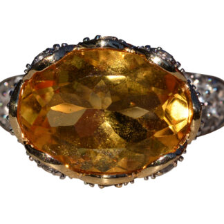 The Yarra Glen: Oval Brilliant Cut Natural Citrine Set East to West with Pave set Natural White Topaz