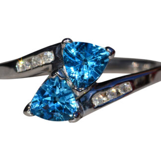 The Camberwell: Toi Et Moi Blue Topaz Ring with Diamonds