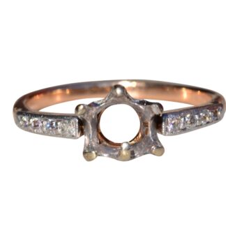 Ladies 14K Rose Gold and Platinum Topped Antique Mounting