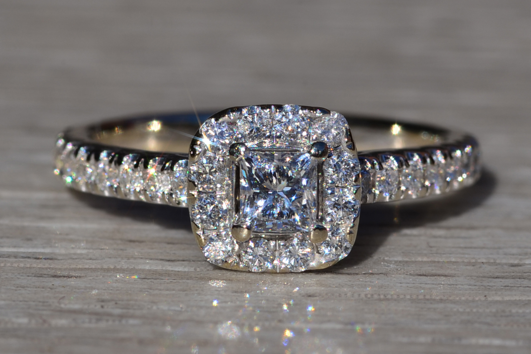 SOLD - The Chadstone: Neil Lane Princess Cut Natural Diamond Halo Set Engagement Ring - Image 2