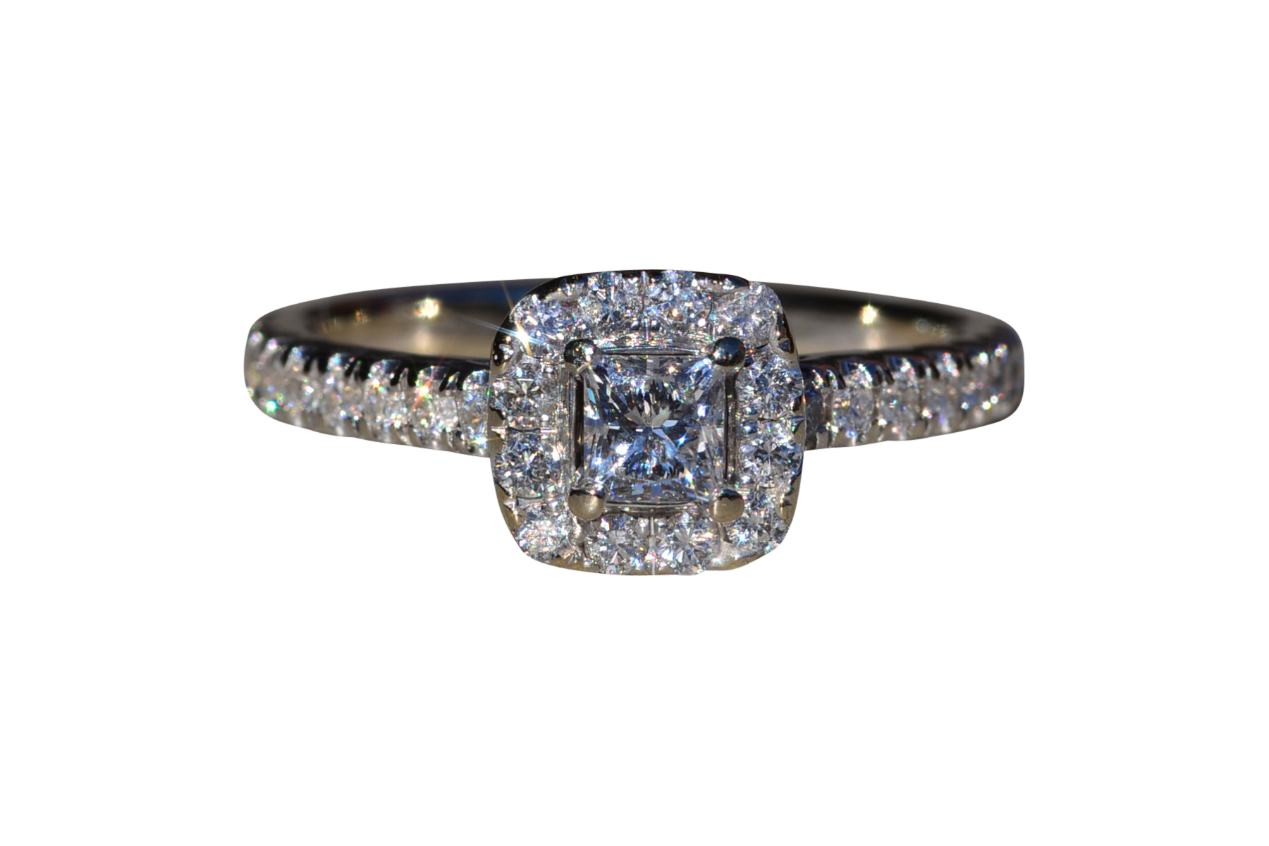 SOLD - The Chadstone: Neil Lane Princess Cut Natural Diamond Halo Set Engagement Ring