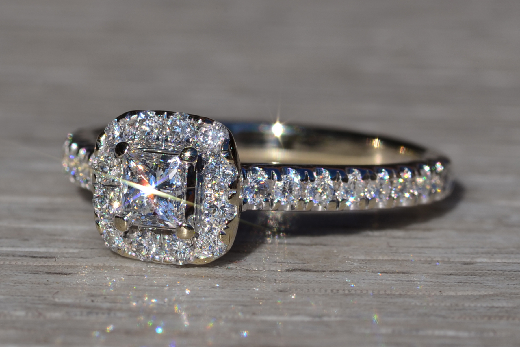 SOLD - The Chadstone: Neil Lane Princess Cut Natural Diamond Halo Set Engagement Ring - Image 3