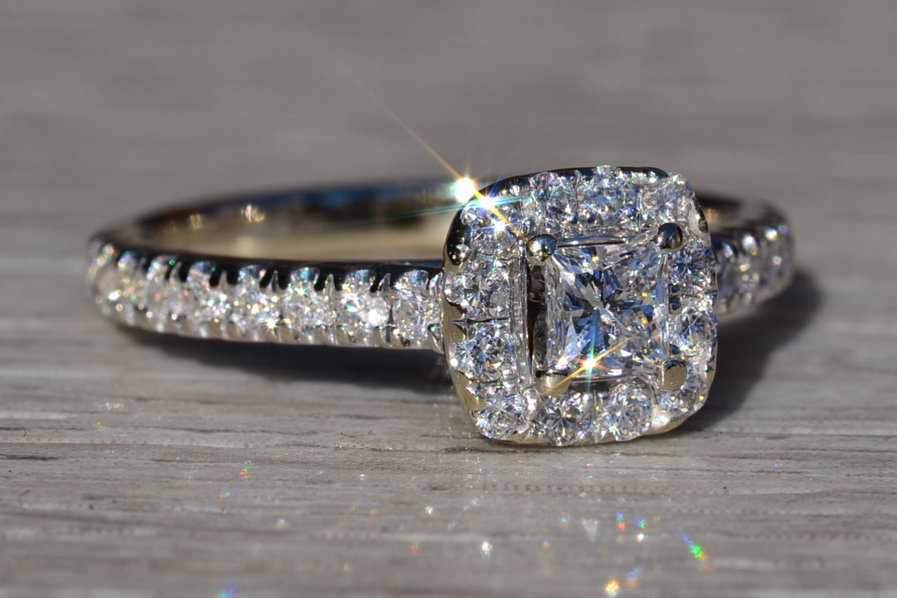 SOLD - The Chadstone: Neil Lane Princess Cut Natural Diamond Halo Set Engagement Ring - Image 7