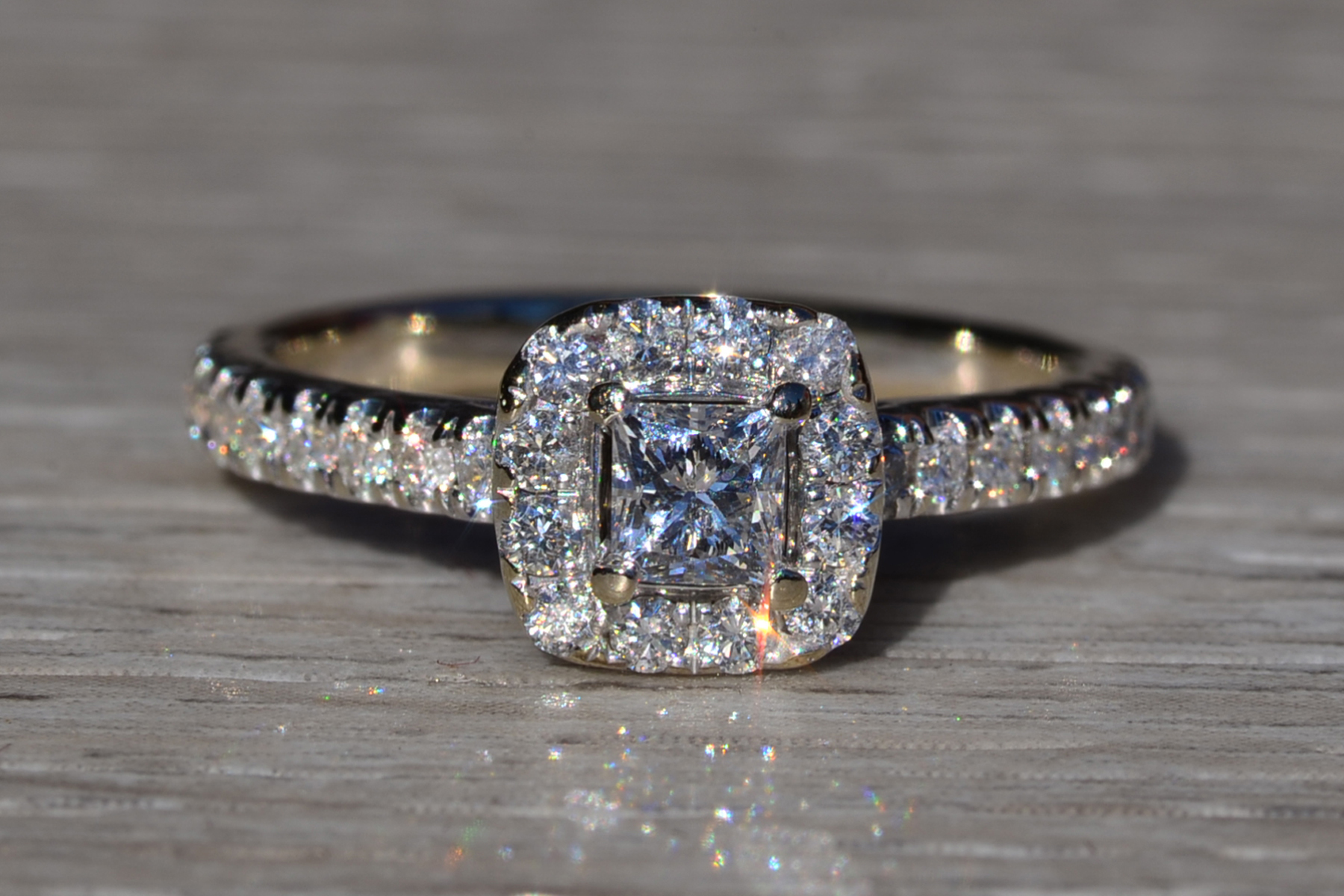SOLD - The Chadstone: Neil Lane Princess Cut Natural Diamond Halo Set Engagement Ring - Image 6