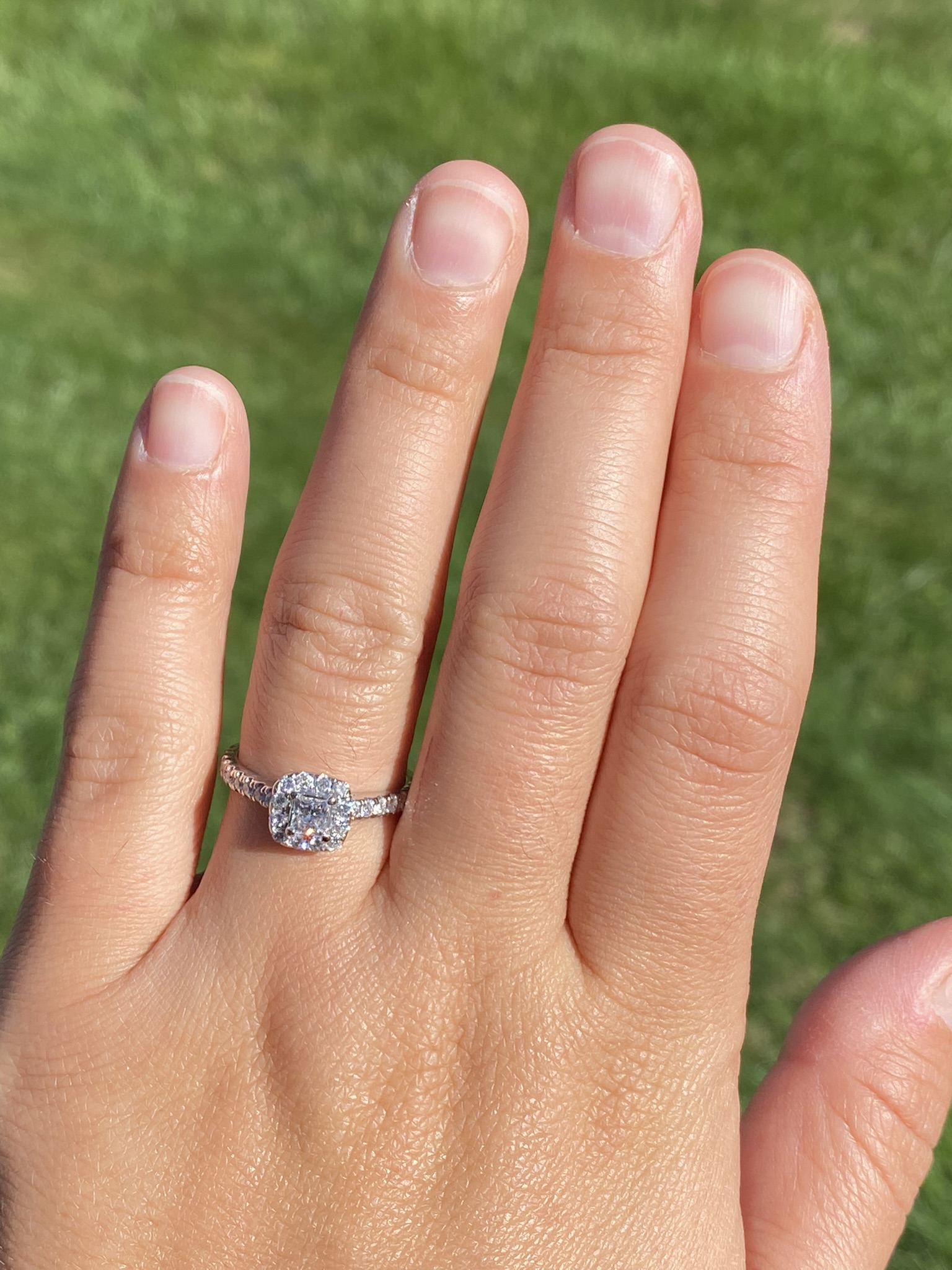 SOLD - The Chadstone: Neil Lane Princess Cut Natural Diamond Halo Set Engagement Ring - Image 8
