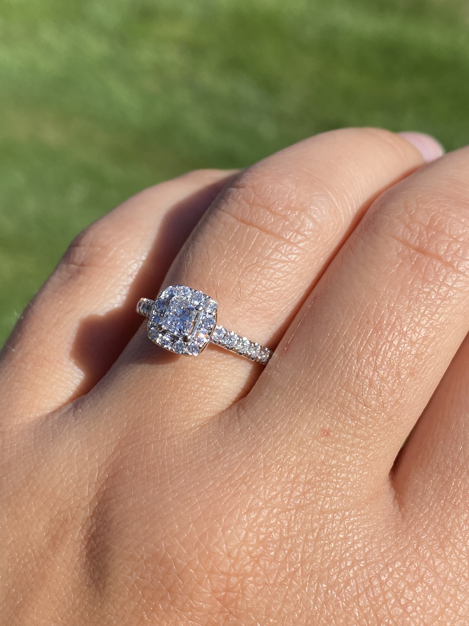SOLD - The Chadstone: Neil Lane Princess Cut Natural Diamond Halo Set Engagement Ring - Image 9
