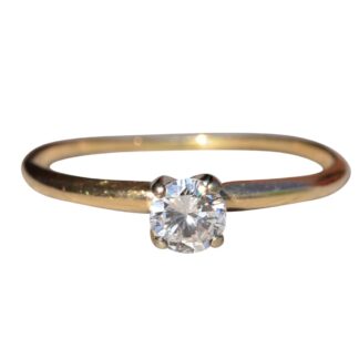 The Valdosta:  Ladies Signed 14K Yellow Gold Solitaire Diamond Engagement Ring