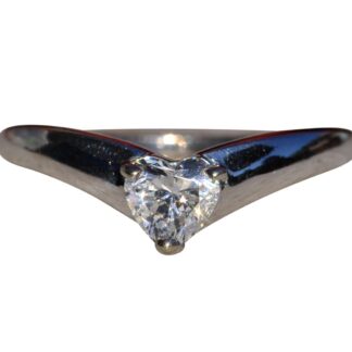 The Hahira:  Ladies 14K White Gold Engagement Ring set with Heart Shaped Cubic Zirconia