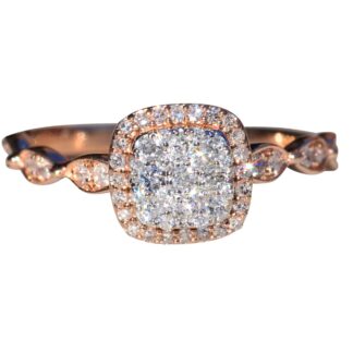 The Kanna:  Ladies Rose Gold Pave Diamond Halo Engagement Ring