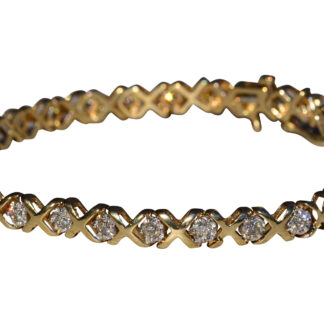 SOLD - The Willoughby:  Ladies 14K Yellow Gold X Link Diamond Tennis Bracelet