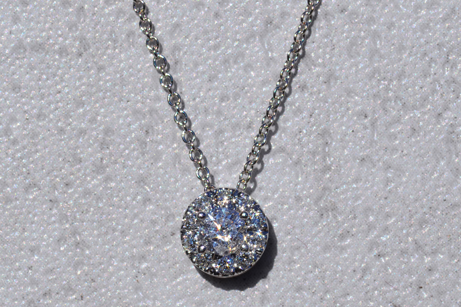 The Magley: Ladies 14K White Gold Diamond Halo Necklace - Image 2