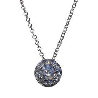 The Magley:  Ladies 14K White Gold Diamond Halo Necklace