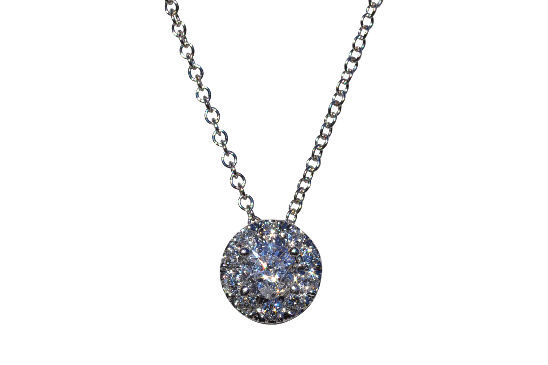 The Magley: Ladies 14K White Gold Diamond Halo Necklace
