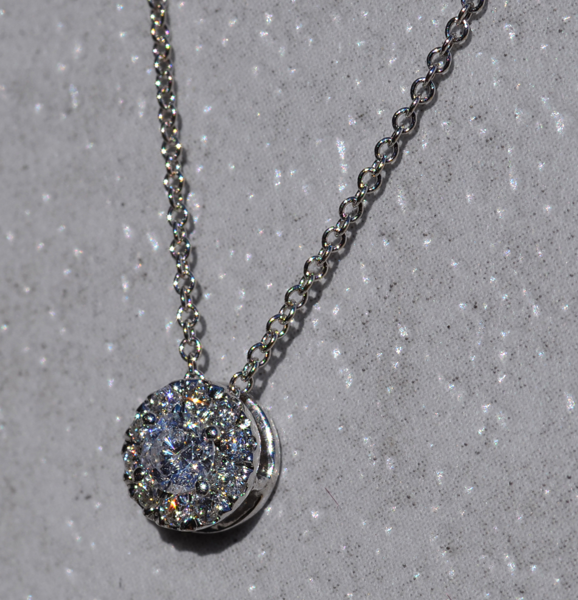 The Magley: Ladies 14K White Gold Diamond Halo Necklace - Image 3