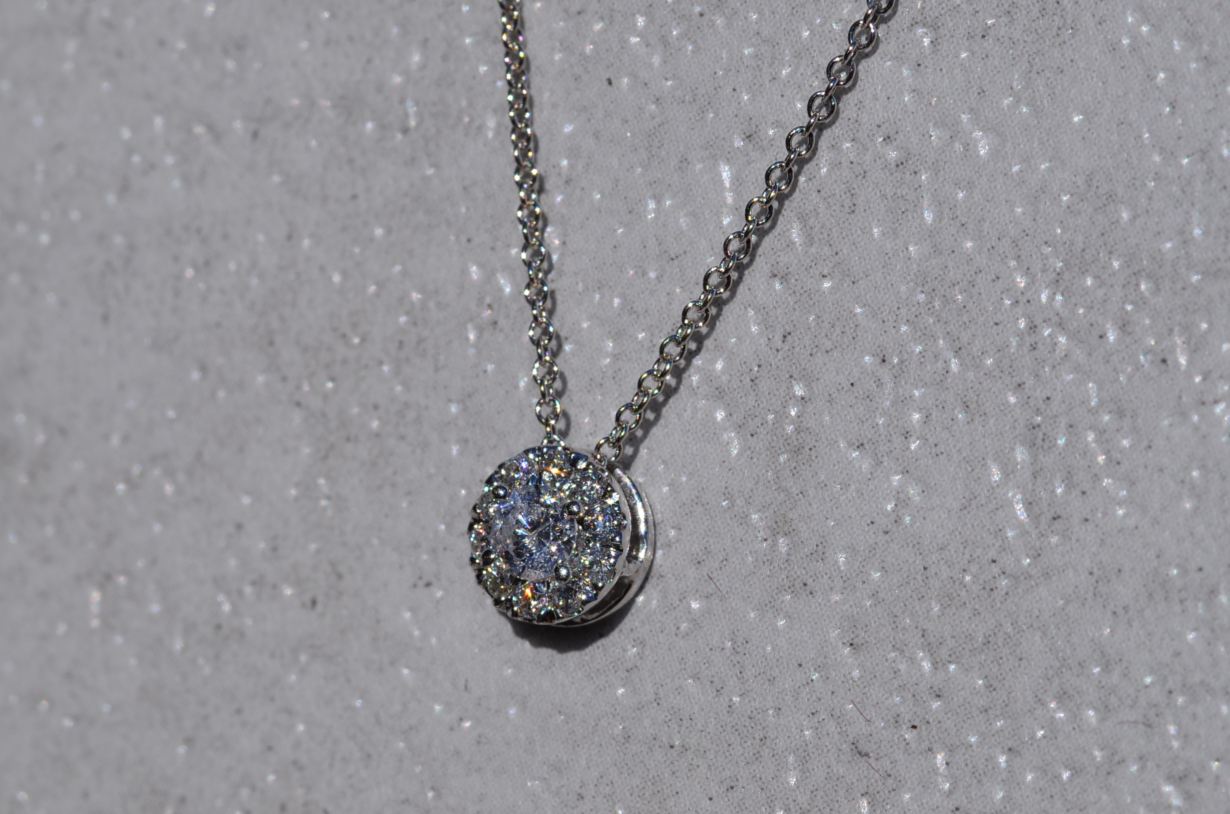 The Magley: Ladies 14K White Gold Diamond Halo Necklace - Image 4