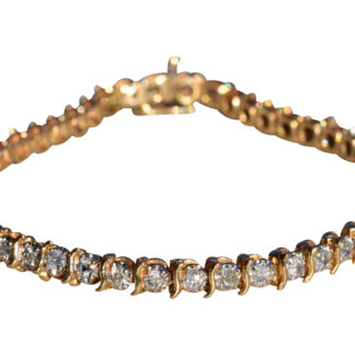 The Zambrano:  Ladies 14K Yellow Gold 1.35CTW Diamond S Chain Tennis Bracelet