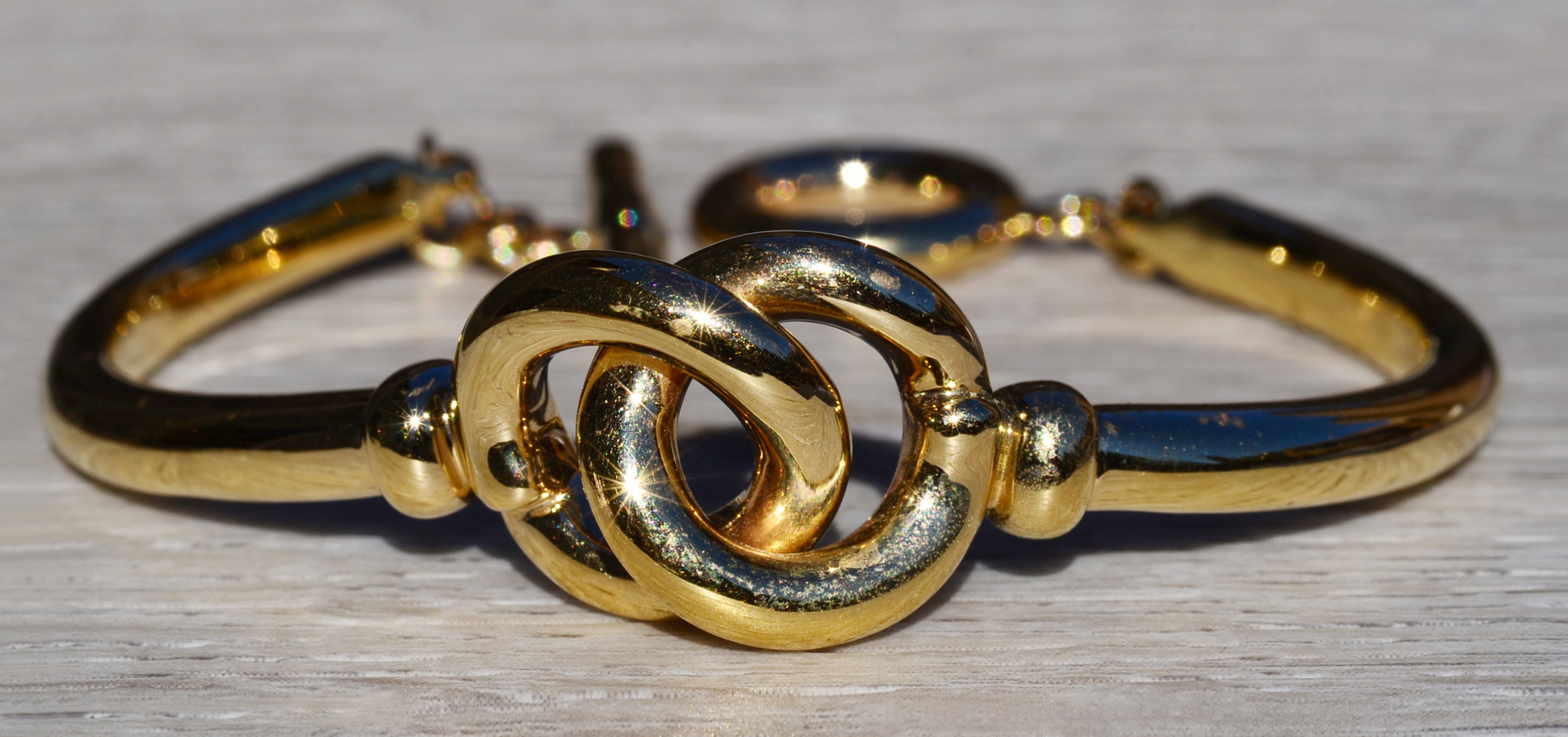 The Elyria: Ladies 14K Yellow Gold Horse Bit Toggle Bracelet - Image 2