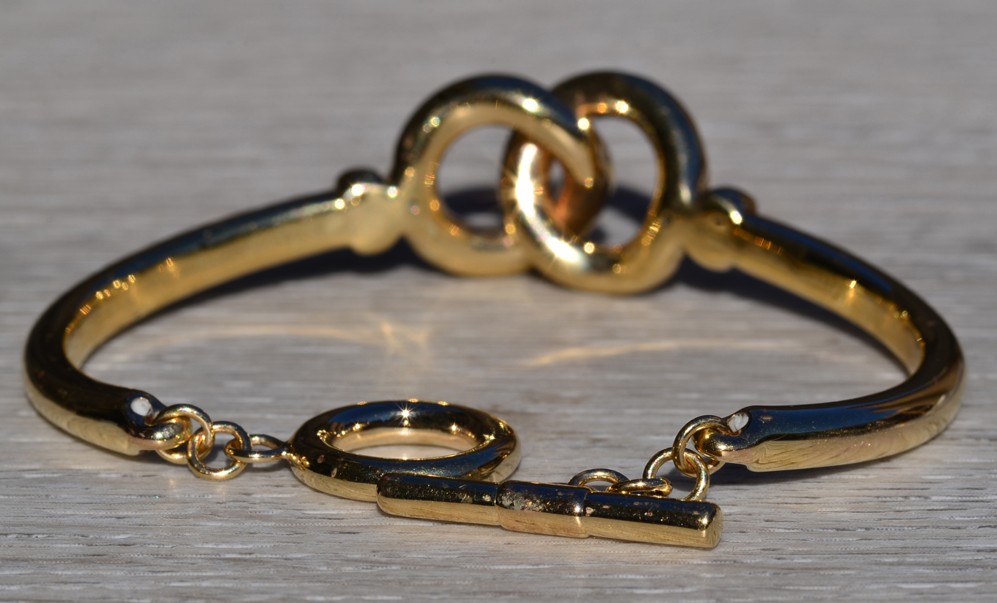 The Elyria: Ladies 14K Yellow Gold Horse Bit Toggle Bracelet - Image 4
