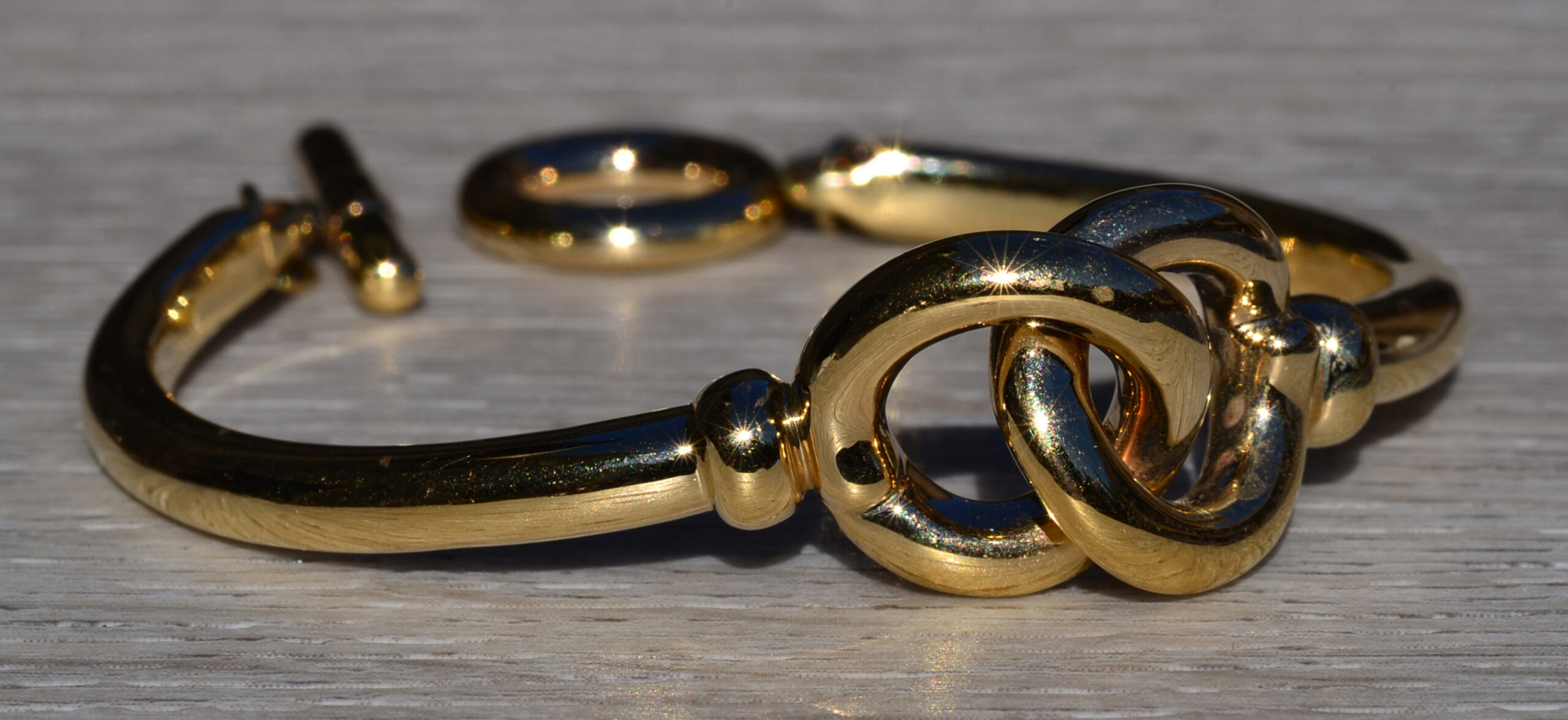 The Elyria: Ladies 14K Yellow Gold Horse Bit Toggle Bracelet - Image 5