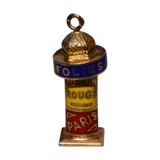 SOLD - The Folies:  French Folies-Bergère Enameled Pendant/Charm in 18K Yellow Gold