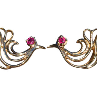 The Helston:  Yellow Gold Imperial Firebird Earrings with Rubies by Igor Carl Faberge