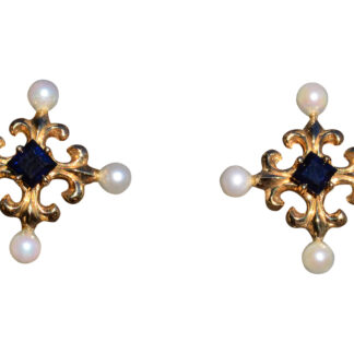 SOLD - The Sennen:  Midnight Sapphire Earrings design by the House of Igor Carl Faberge