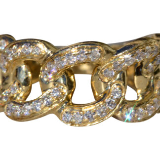 Unisex 14K Curb Link Style Band set with Diamonds