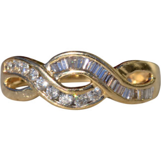SOLD - Ladies 14K Yellow Gold Crisscross Diamond Band