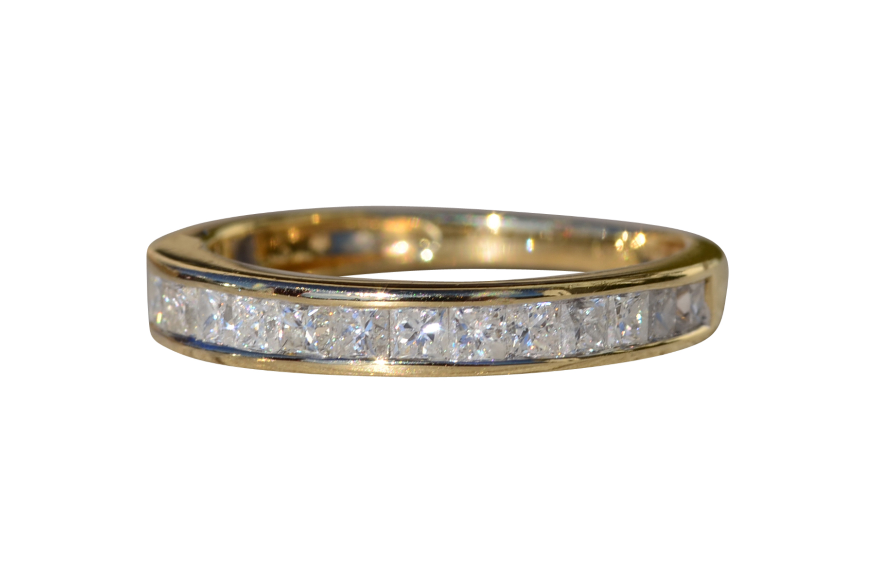 SOLD - Ladies Yellow Gold Channel Set Diamond Wedding Band