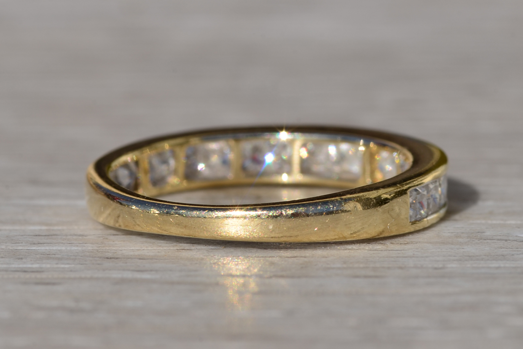 SOLD - Ladies Yellow Gold Channel Set Diamond Wedding Band - Image 4