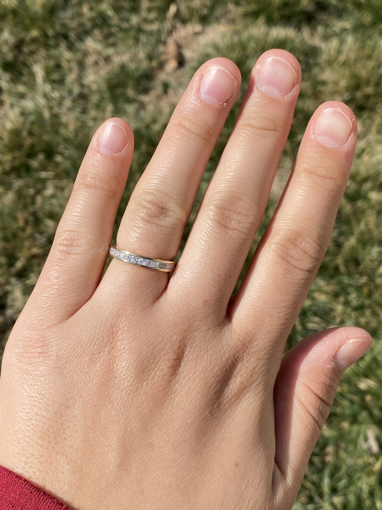 SOLD - Ladies Yellow Gold Channel Set Diamond Wedding Band - Image 8