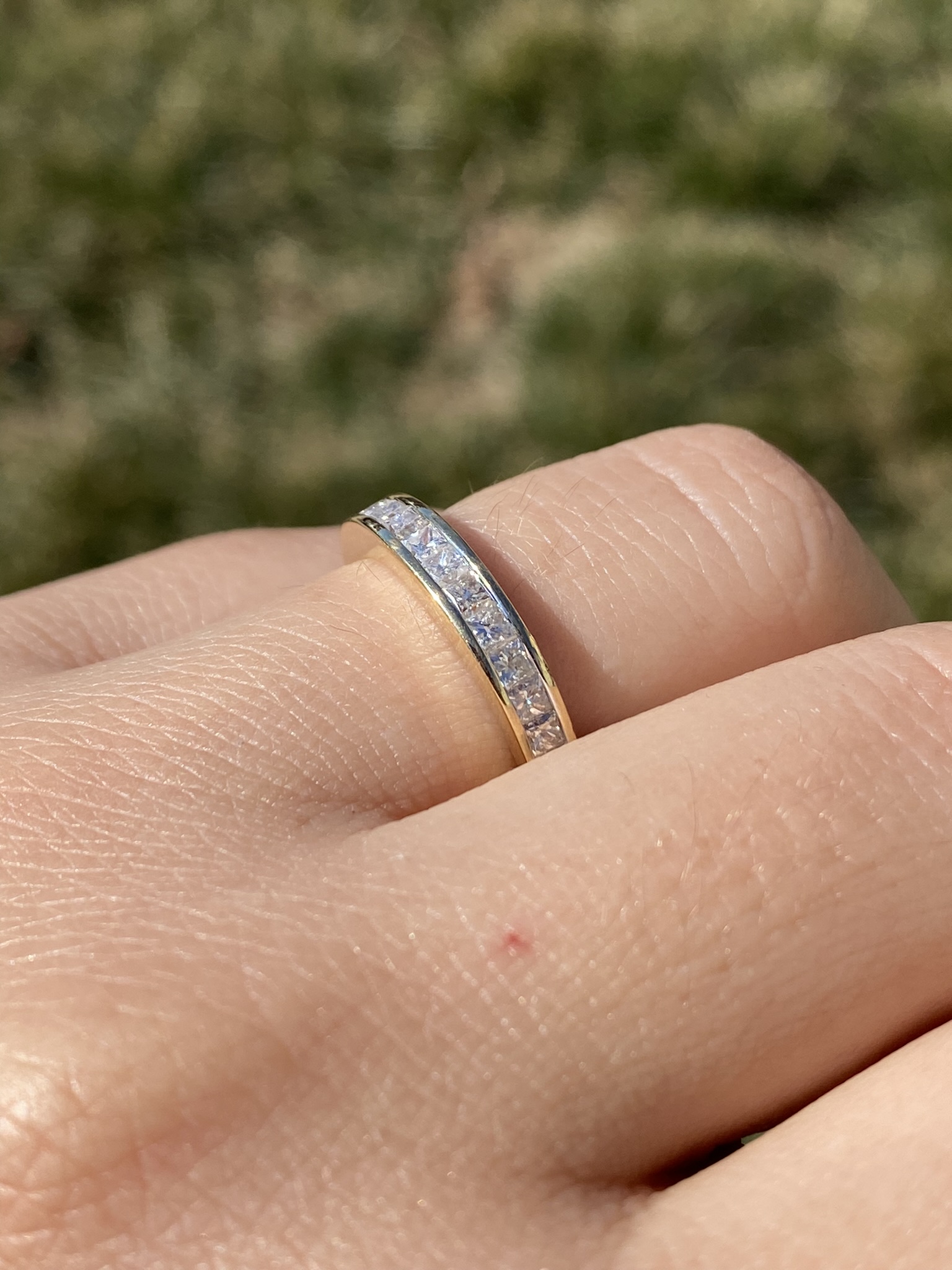SOLD - Ladies Yellow Gold Channel Set Diamond Wedding Band - Image 10
