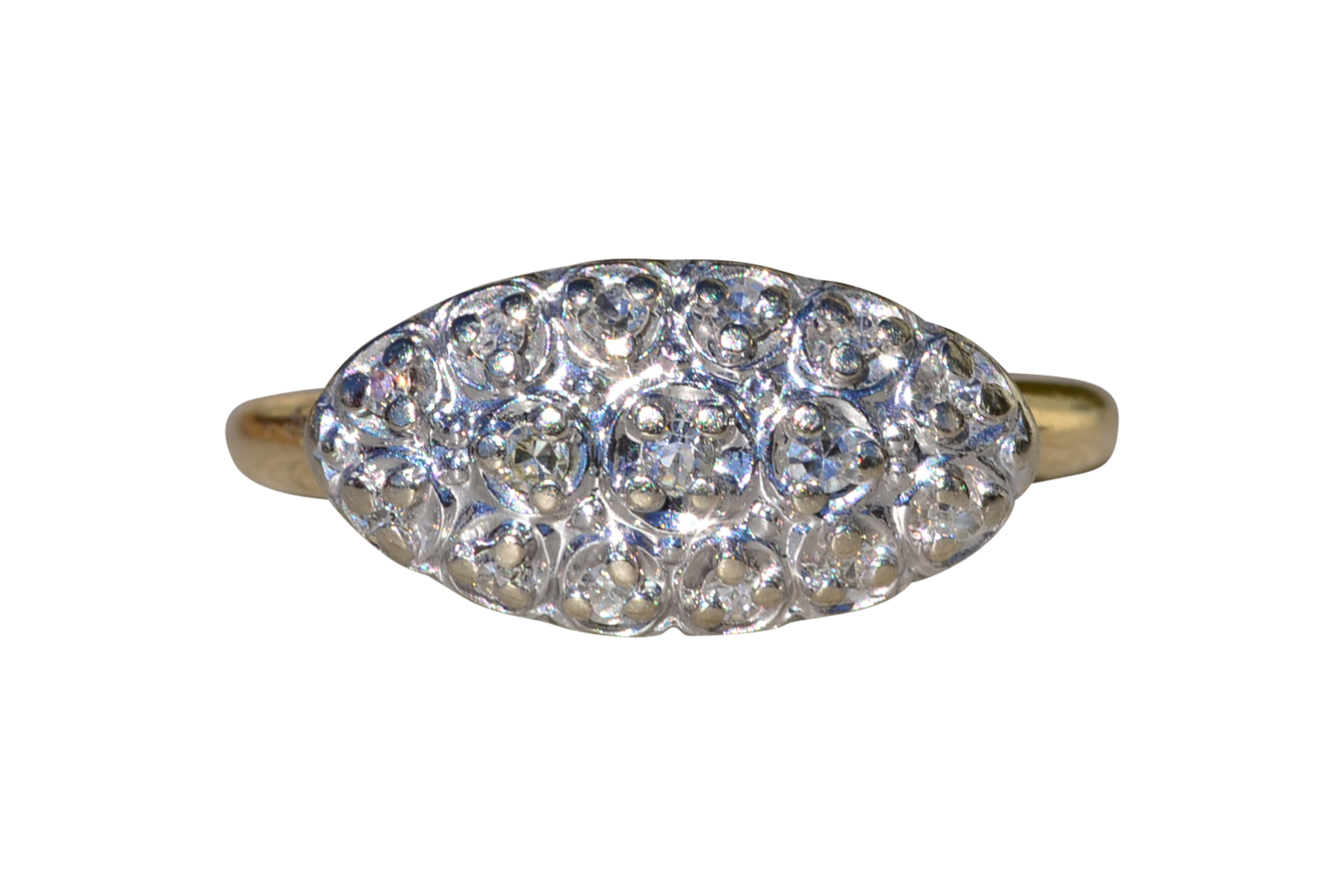 SOLD - Ladies Signed Haki Two Tone Diamond Navette Ring