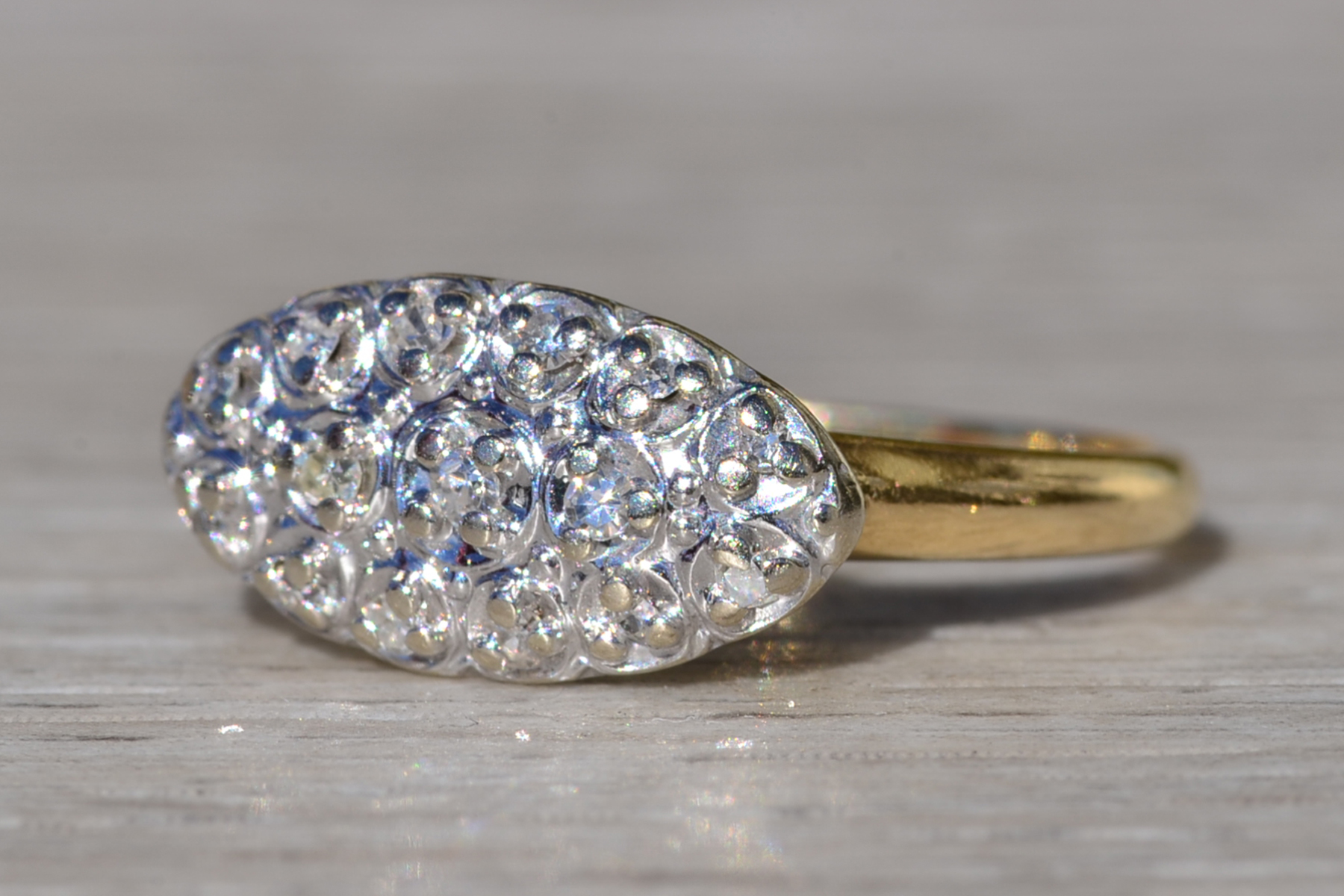 SOLD - Ladies Signed Haki Two Tone Diamond Navette Ring - Image 3