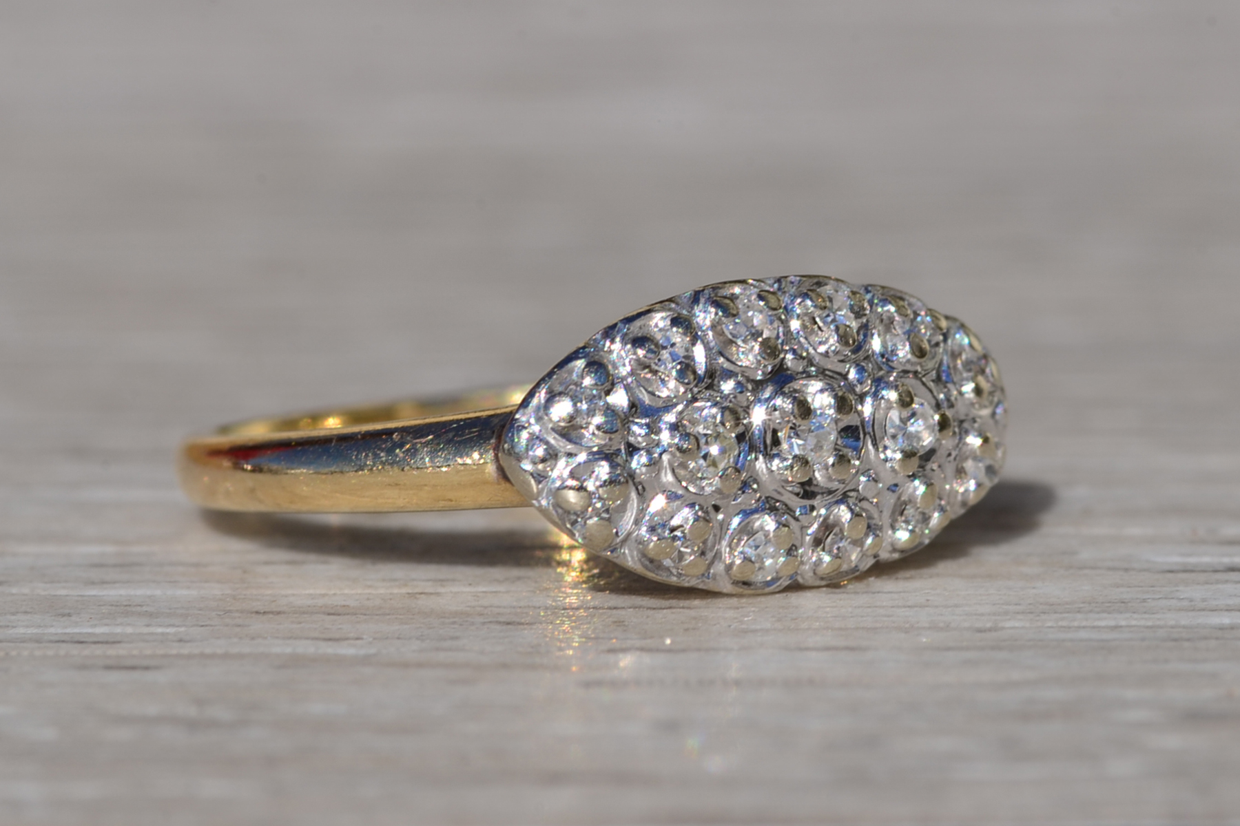 SOLD - Ladies Signed Haki Two Tone Diamond Navette Ring - Image 6