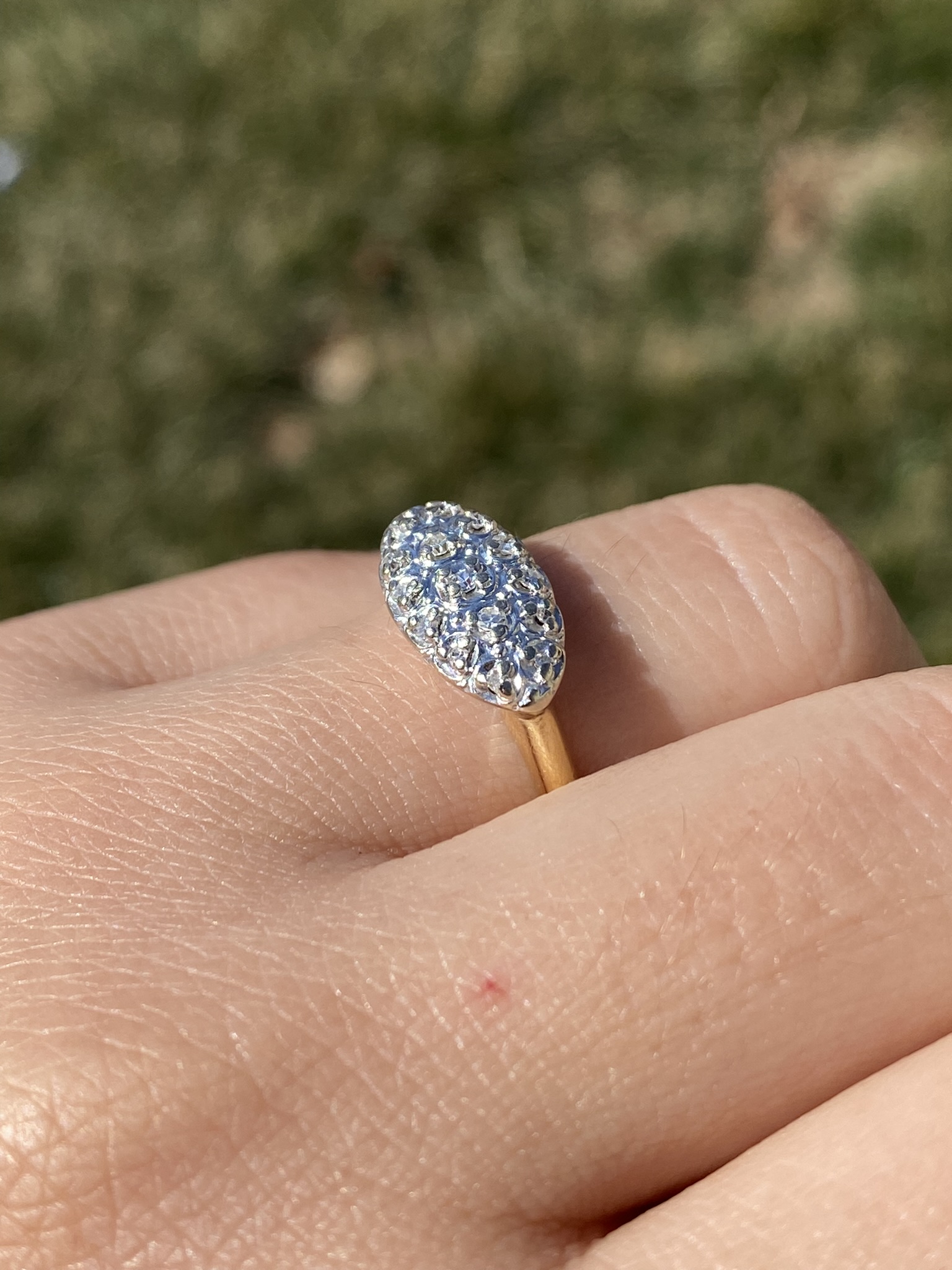 SOLD - Ladies Signed Haki Two Tone Diamond Navette Ring - Image 10