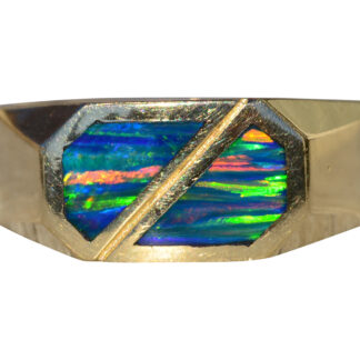 SOLD - The Haldon:  Gentlemen's 14K Ring with Inlaid Cultured Opal