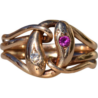 SOLD - Antique Victorian 14K Gold Double Headed Snake Ring