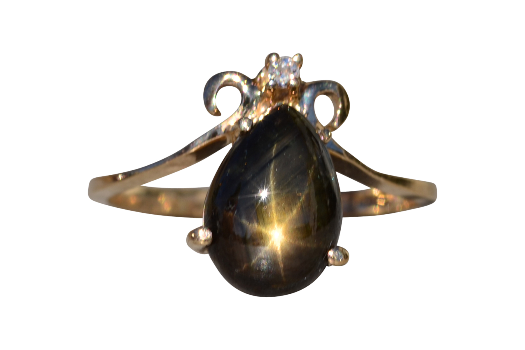 SOLD - Ladies Vintage Black Star Sapphire Ring in Yellow Gold