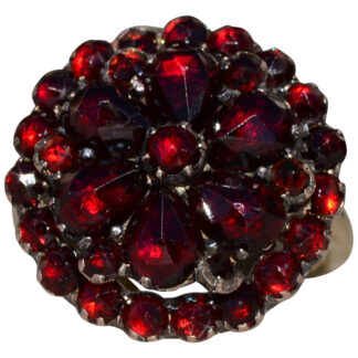 Ladies Bohemian Garnet Cocktail Ring in 14K Gold with Silver Top