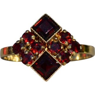 The Amwell:  Ladies Signed 14K Mid Century Cocktail Ring set with Garnet
