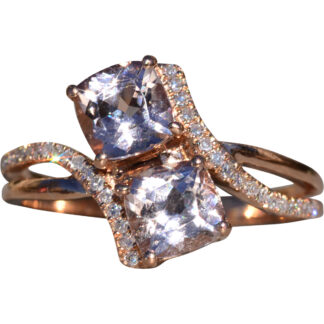 SOLD - The Glendower:  Ladies 14K Rose Gold 2CTW Morganite and Diamond Toi et Moi Ring