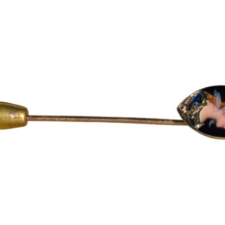 SOLD - The Anicare: Antique 18K Yellow Gold Enameled Stick Pin with Diamonds