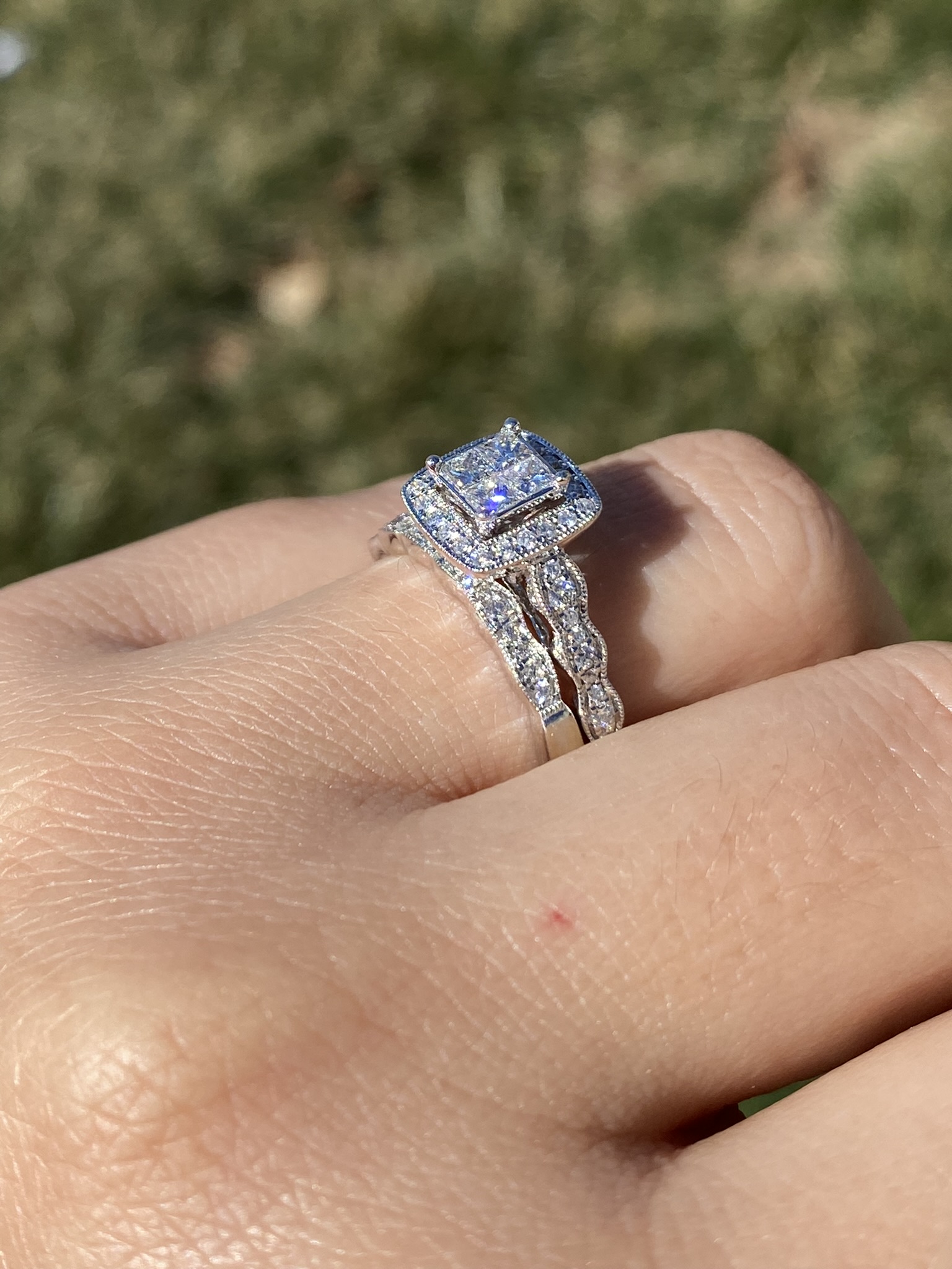 The Llanfair: Ladies 14K Mystery Set Diamond Engagement Ring and Wedding Band Bridal Set - Image 12