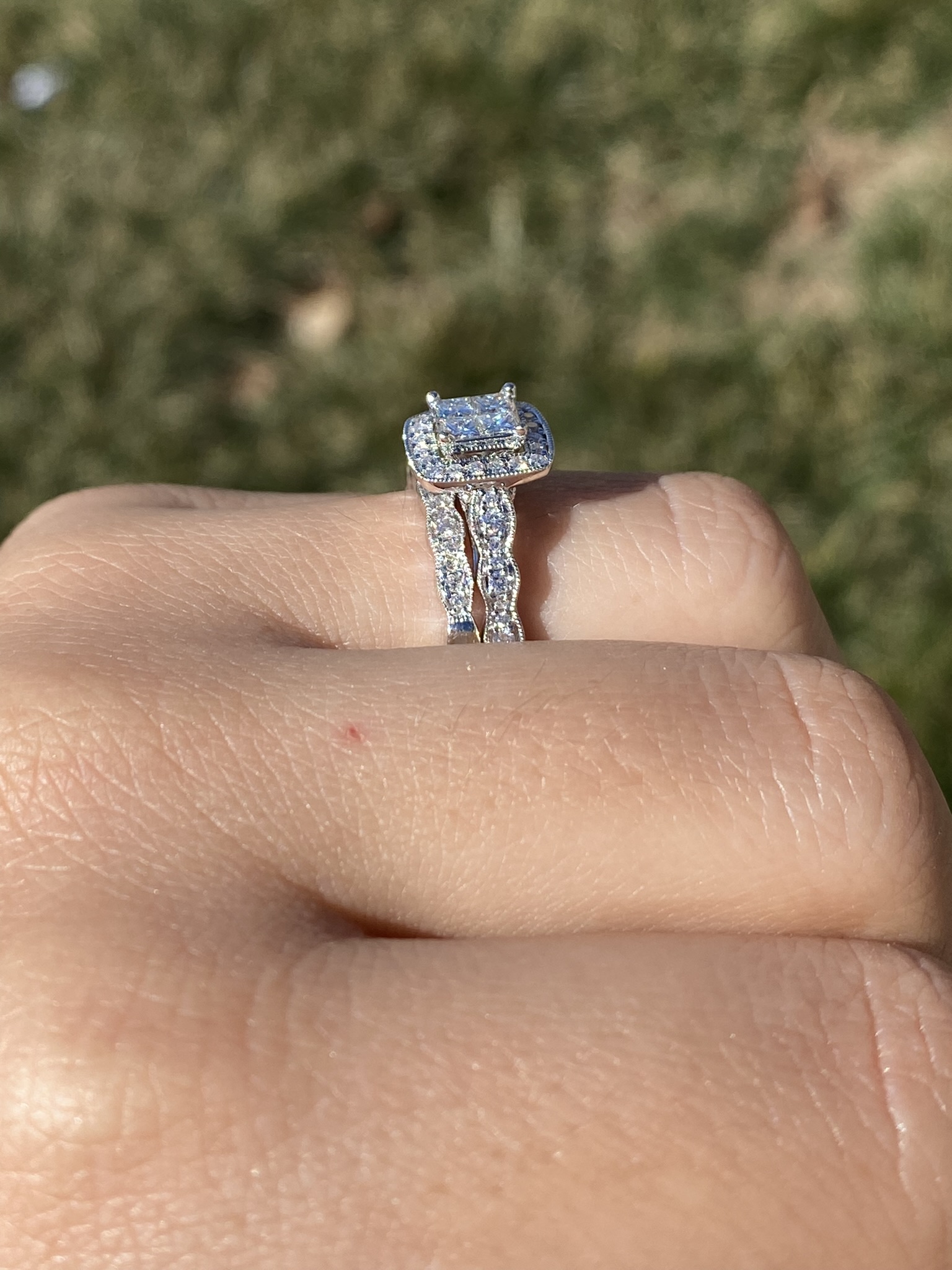 The Llanfair: Ladies 14K Mystery Set Diamond Engagement Ring and Wedding Band Bridal Set - Image 13