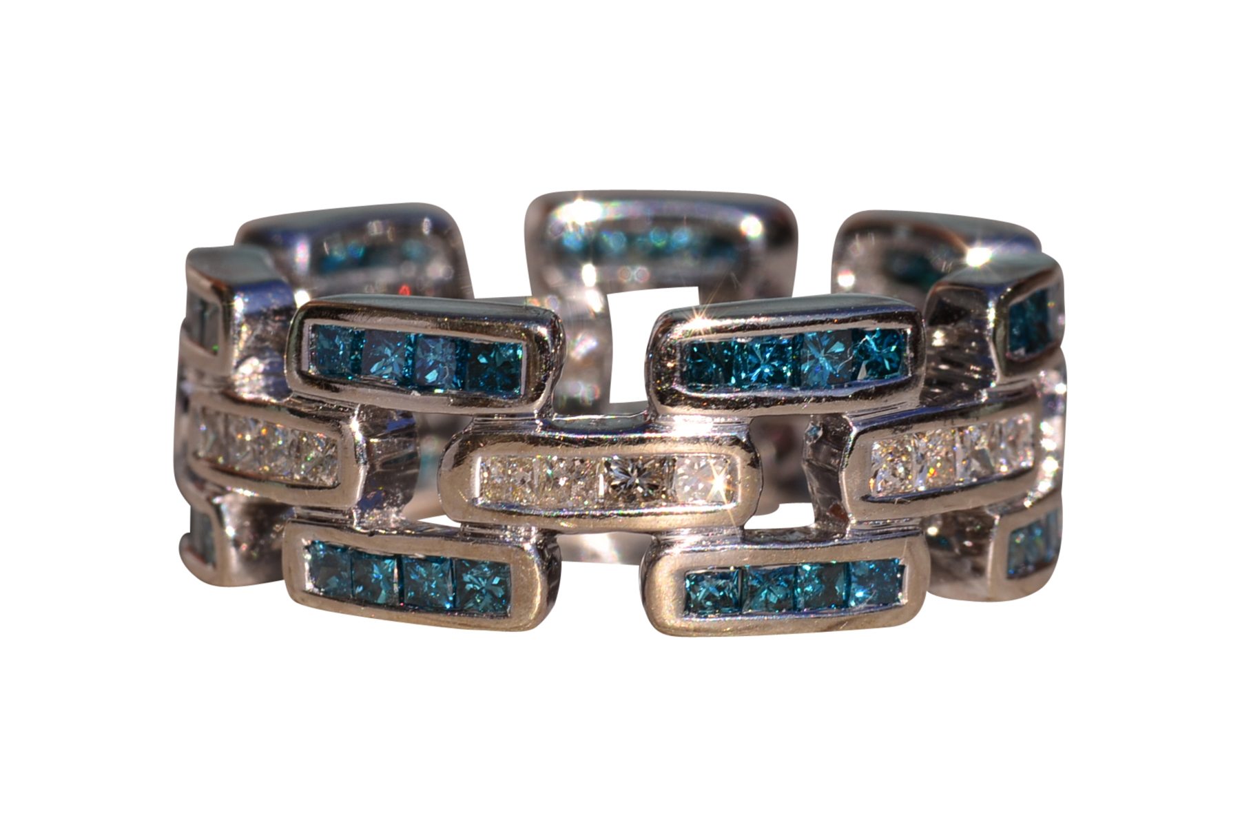 The Kulin West: Blue and White Diamond Eternity Band in White Gold