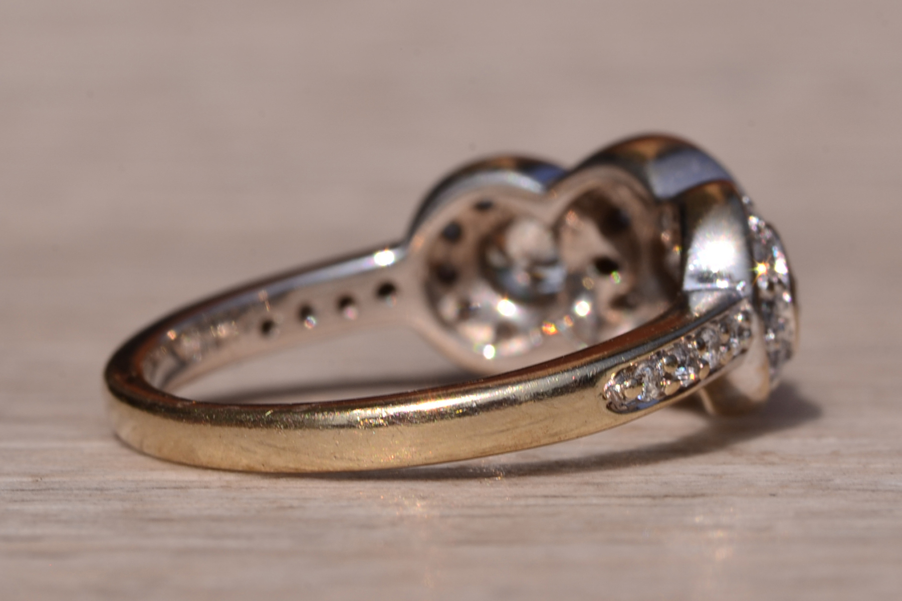 The Coast Road: Three Stone Halo Ring set with Natural Diamonds - Image 5