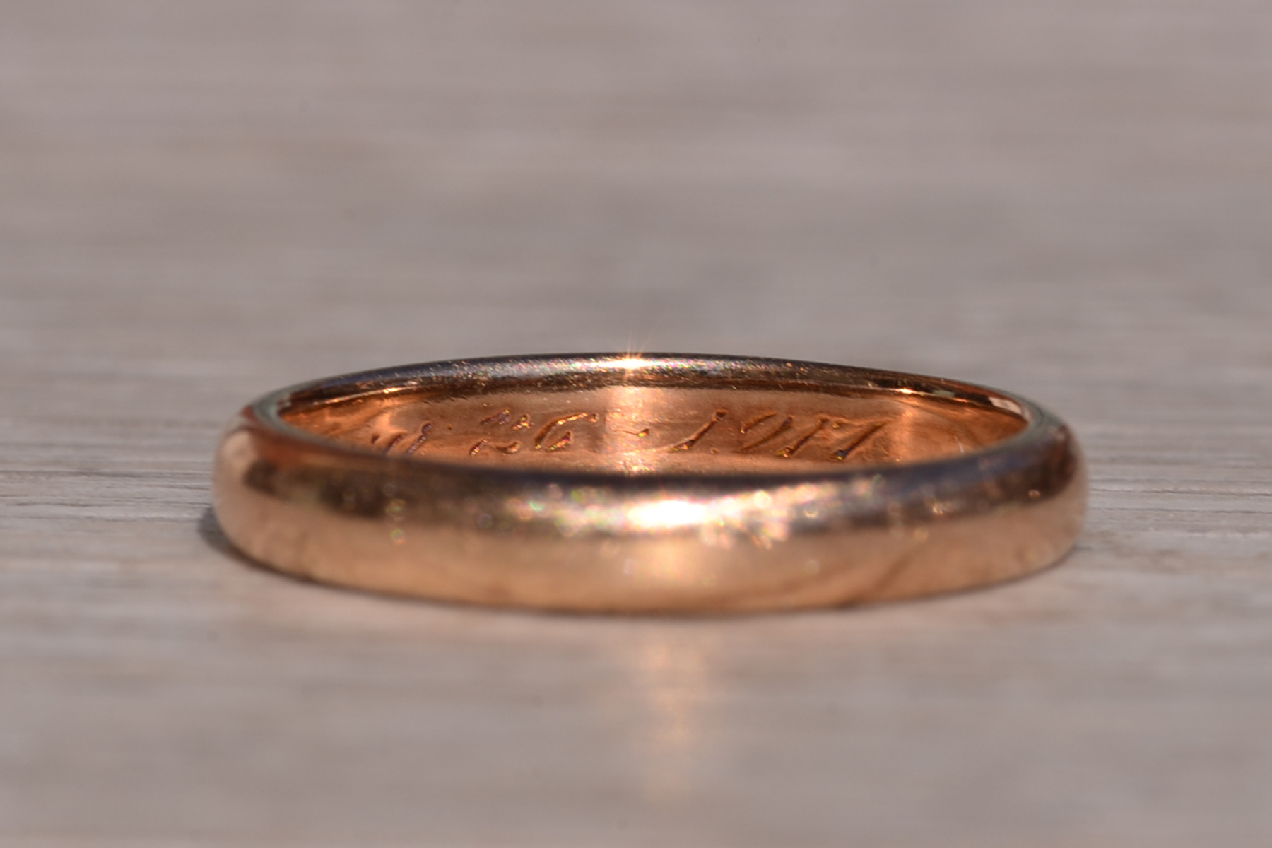 SOLD - The Mallee Hill: Antique Wedding Band Circa August 26th 1917 - Image 3
